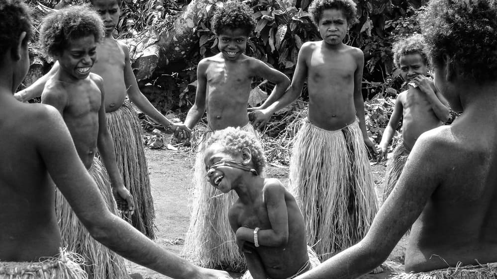 Laughing Tribal Children by Serge Melesan — canvas wall art