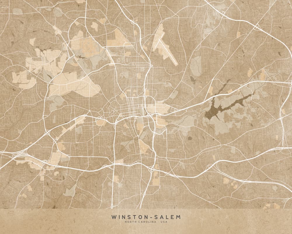 Winston-Salem Vintage Map by Rosana Laiz Blursbyai — canvas wall art
