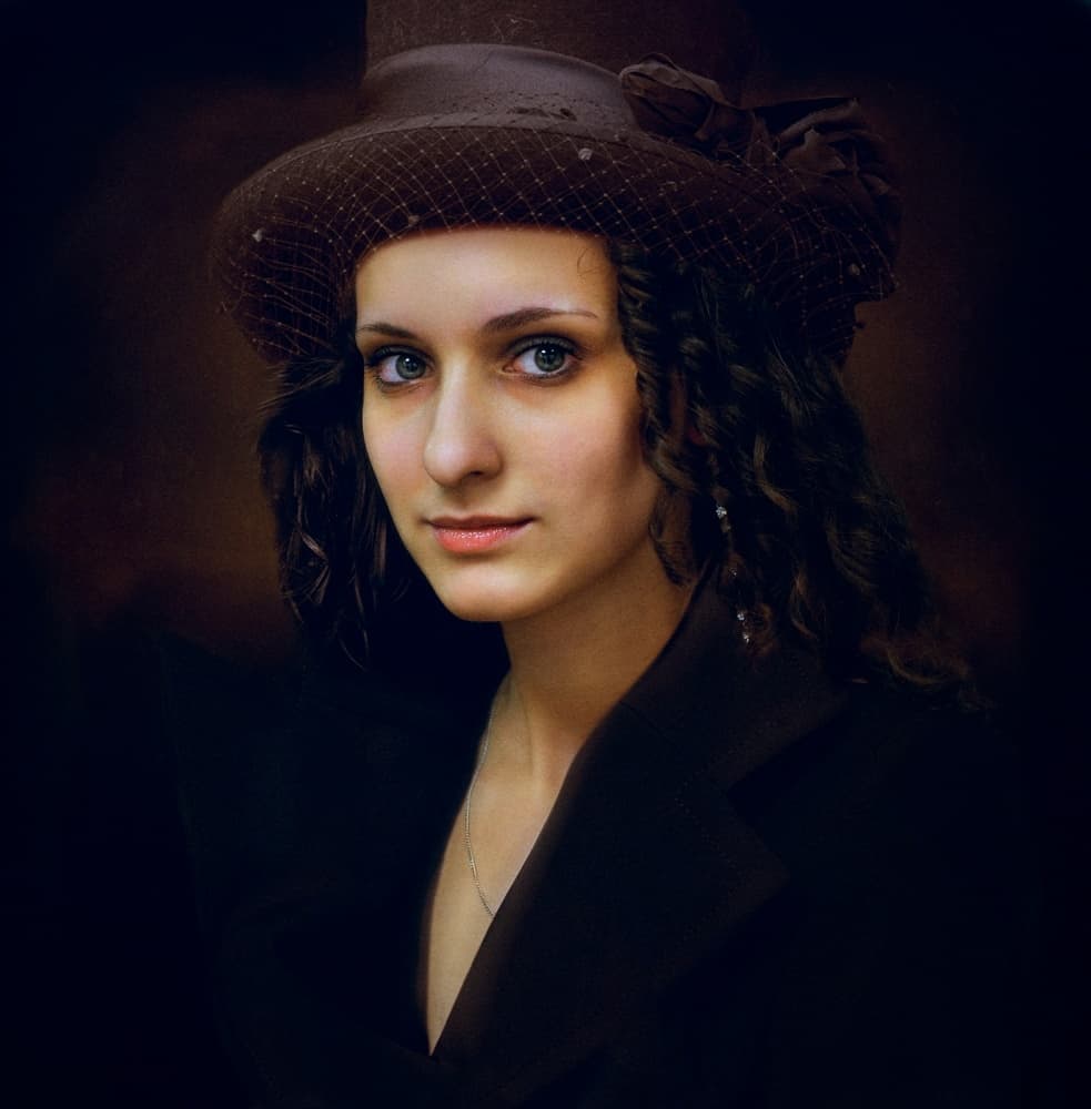 Woman in Veiled Hat by Svetlana Melik-Nubarova — canvas wall art