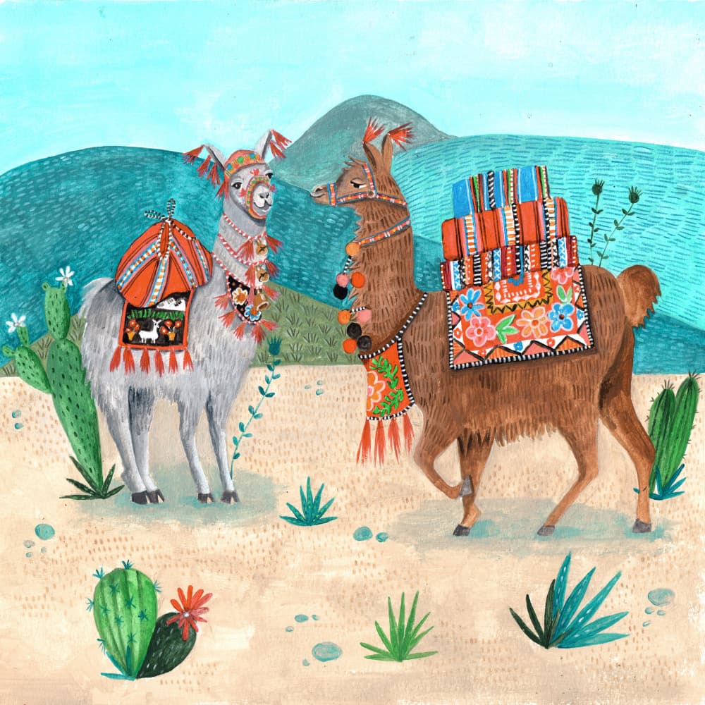 Llamas by Caroline Bonne Müller — canvas wall art