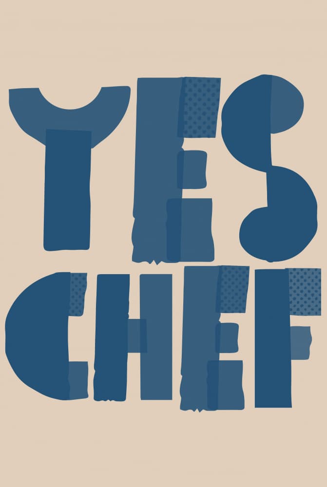 Blue Yes Chef by Melloi Art Prints — canvas wall art