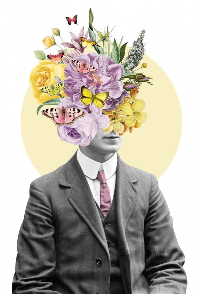 Whimsical Botanical Gentleman by Marja van den Hurk — canvas wall art