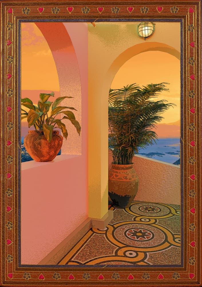 Sunset Balcony View by CosmoZach — canvas wall art