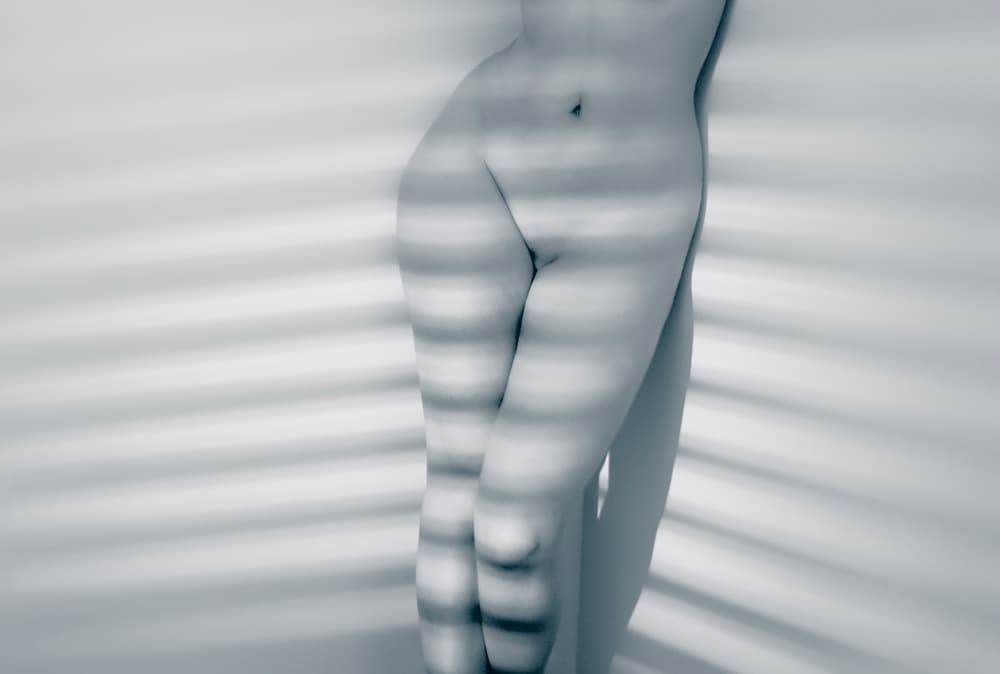 Nude In Striped Shadows by Bogdan Bouşcă — canvas wall art