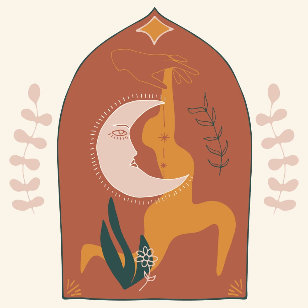 Bohemian Crescent Moon by Irene Demetri — canvas wall art
