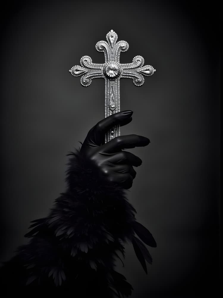 Black Glove Ornate Cross by Josie George — canvas wall art