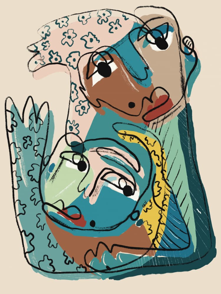 Abstract Faces Embrace by GIovanna Gil Alves — canvas wall art