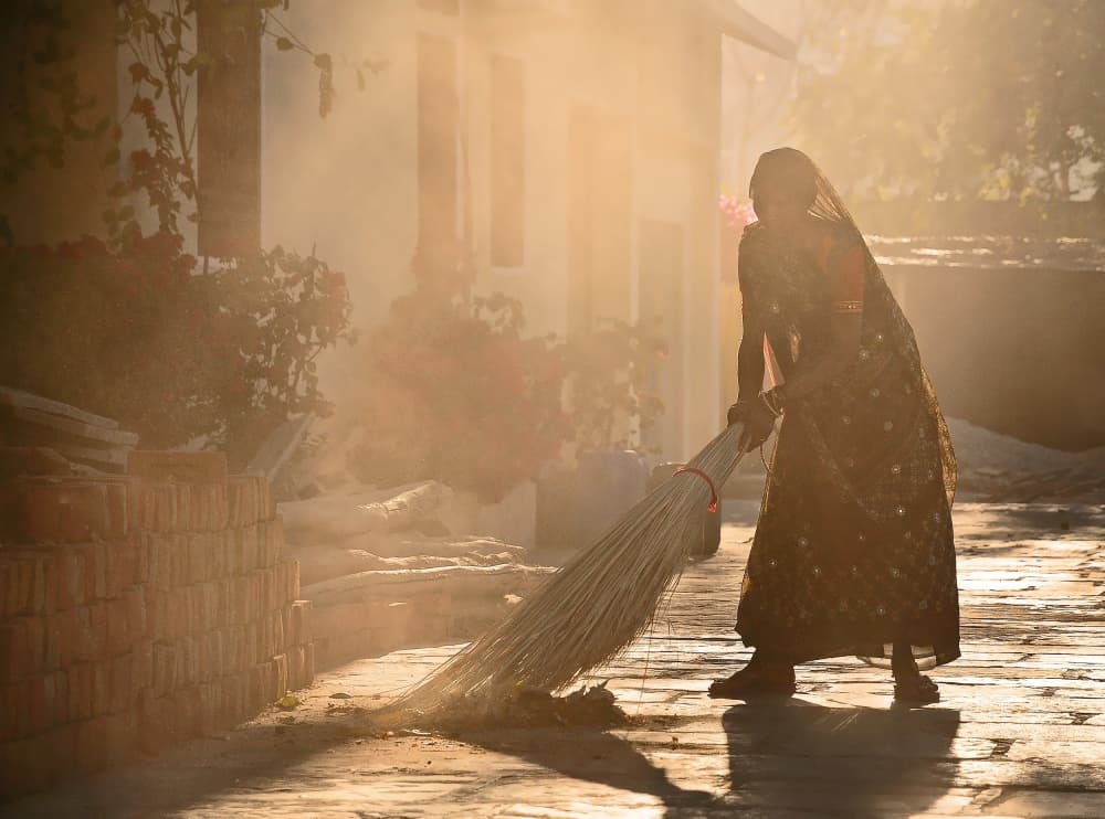 Golden Hour Village Sweep by Lou Urlings — canvas wall art
