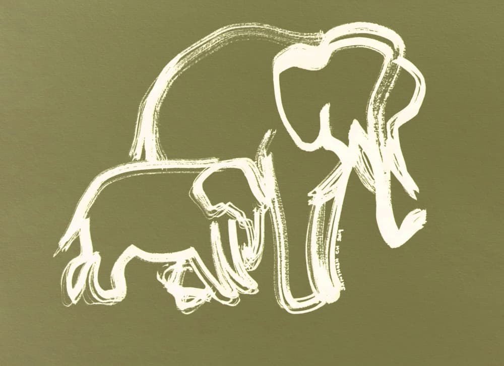 Gentle Elephant Family by Santhosh ch — canvas wall art