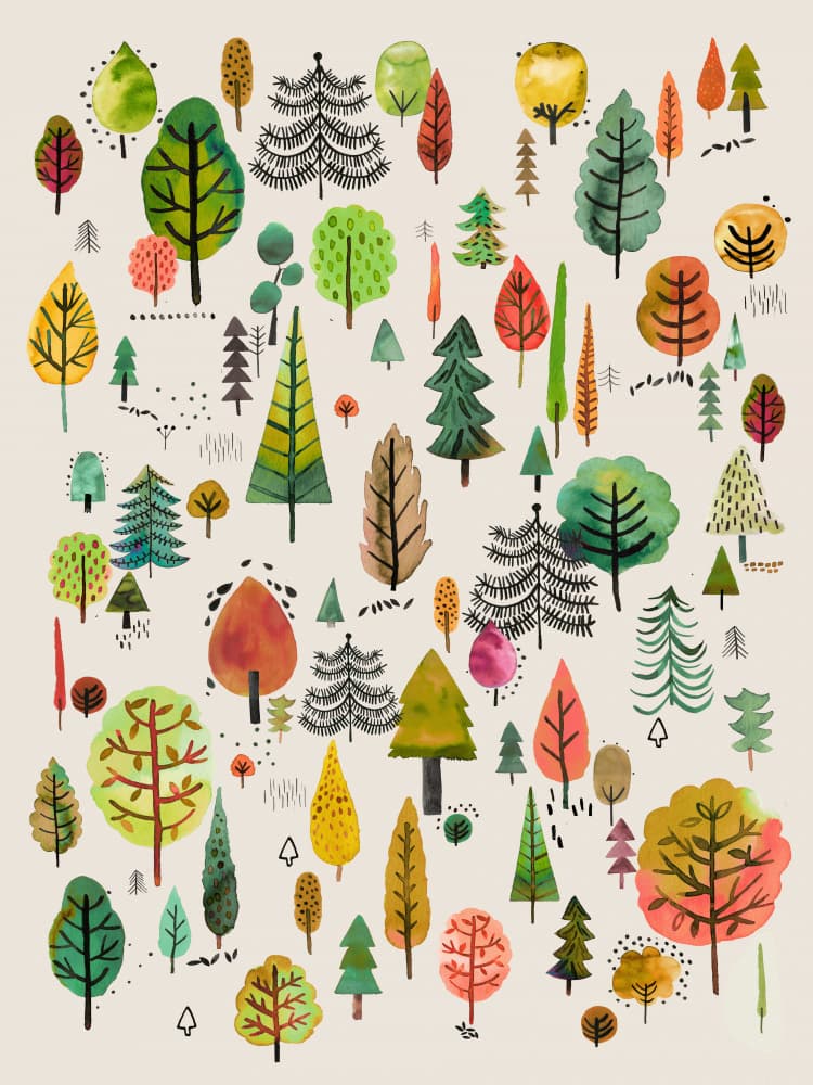 Whimsical Forest Trees by Ninola Design — canvas wall art