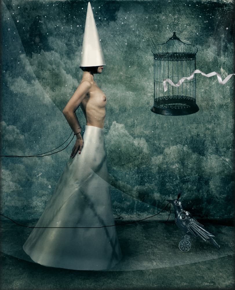 Surreal Woman Bird Cage by Svetlana Melik-Nubarova — canvas wall art