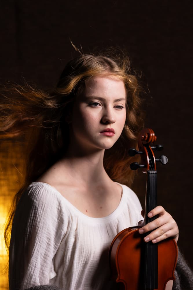 Fine Art - Valeria and violin by Gila Koller — canvas wall art