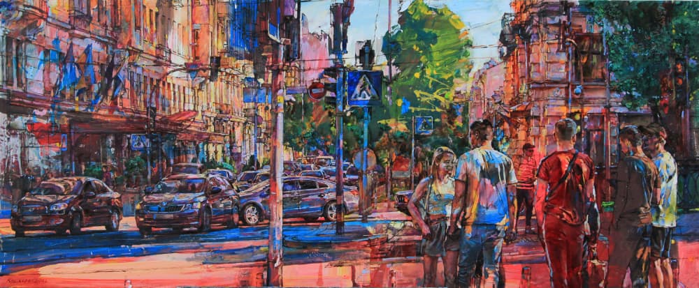 Vibrant City Street by Andrii Kutsachenko — canvas wall art