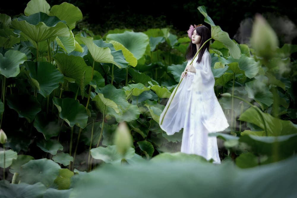 Serene Lotus Woman by Hiroaki Suemasa — canvas wall art