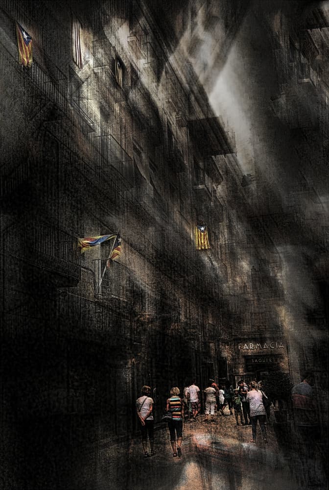 Barcelona Sunbeam Alley by Jan van der Linden — canvas wall art