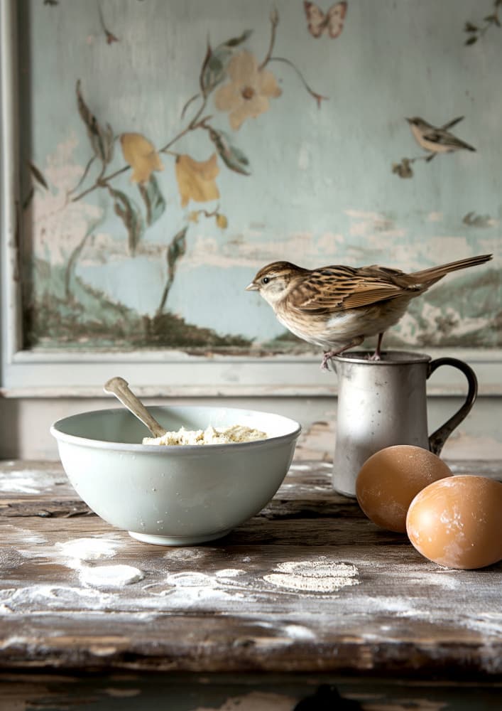 Whimsical Kitchen Bird by Niky Rahner — canvas wall art