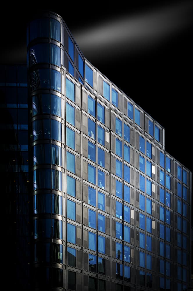 Modern Blue Building by Luigi Greco — canvas wall art