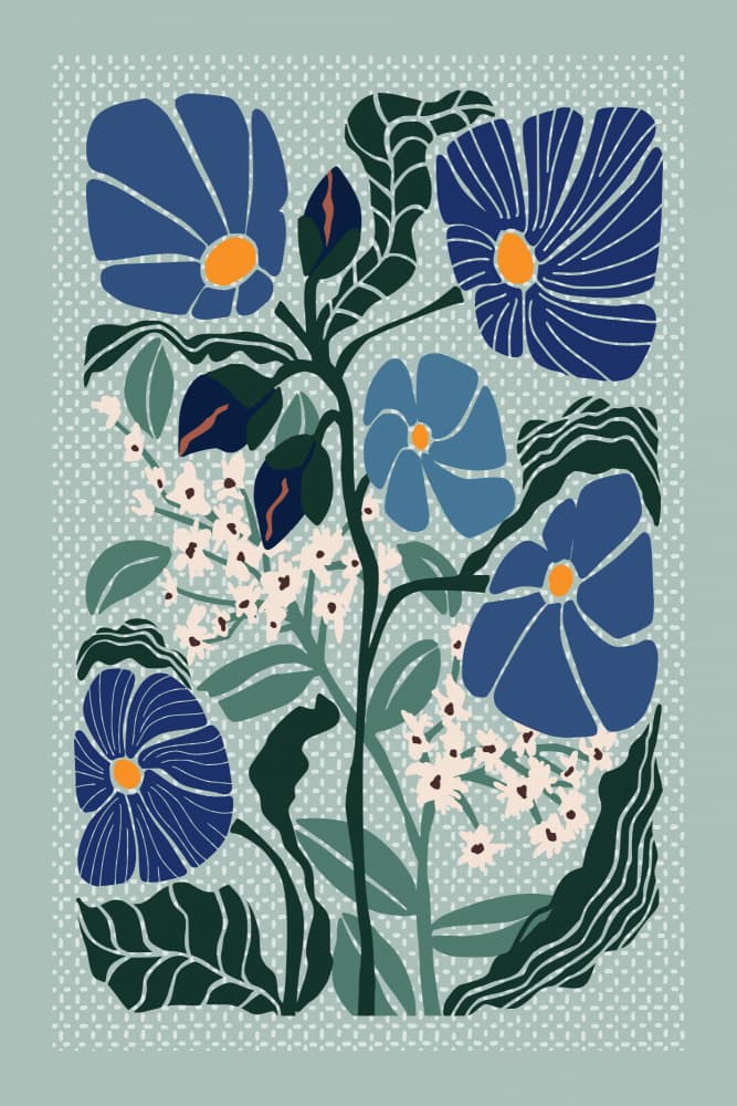 Blue Floral Abstraction by Annick — canvas wall art