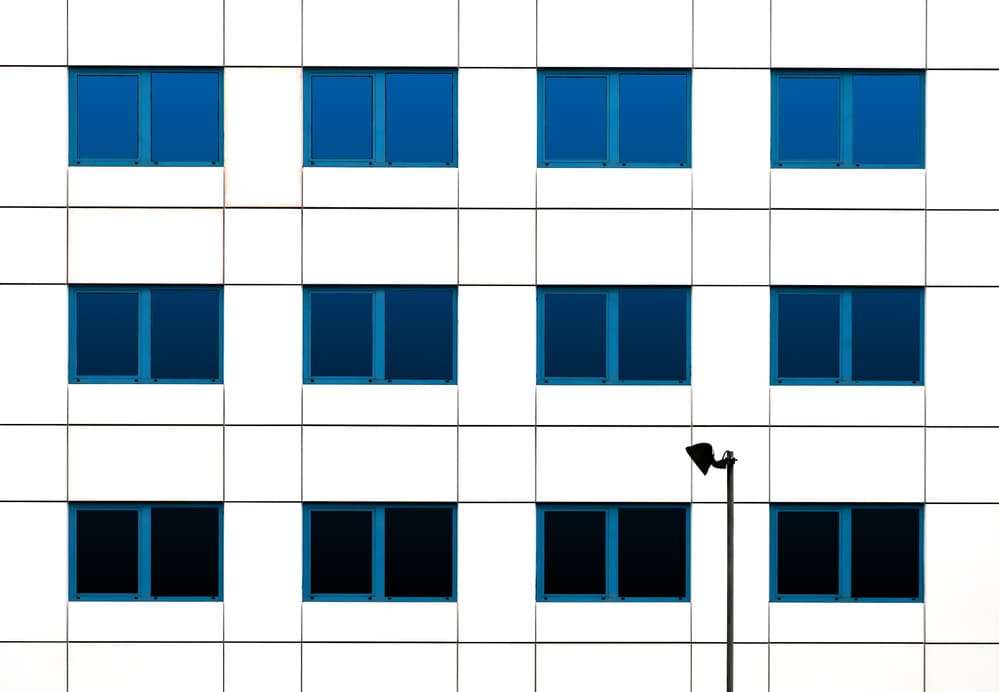 Modern Blue Windows by Hans-Wolfgang Hawerkamp — canvas wall art