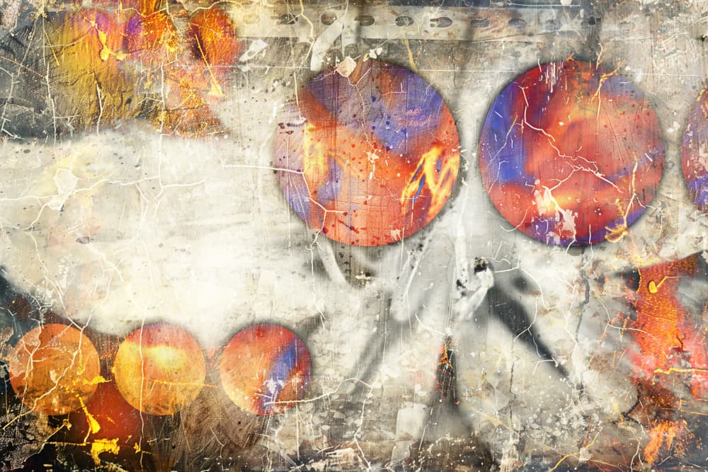 Vibrant Grunge Orbs by Rafal Kulik — canvas wall art