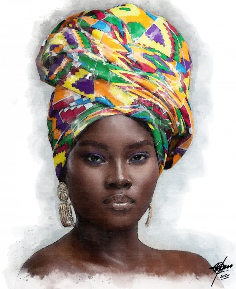 Regal African Woman by Osvaldo Russo — canvas wall art