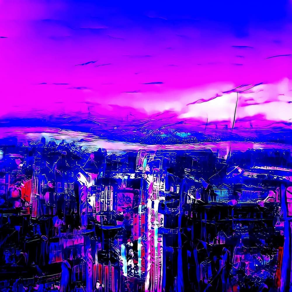 Neon City Night by mnemonixART — canvas wall art