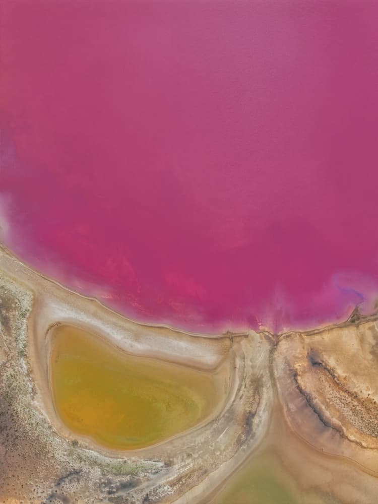 Vibrant Pink Lake Abstract by James Zhen Yu — canvas wall art