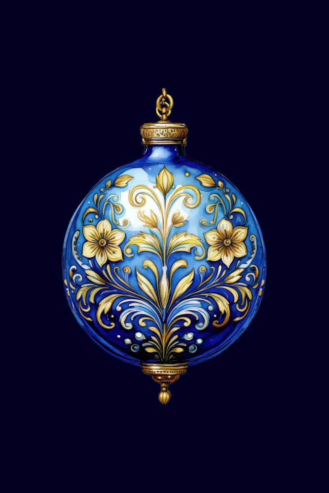 Elegant Blue Gold Ornament by casa cartissi — canvas wall art