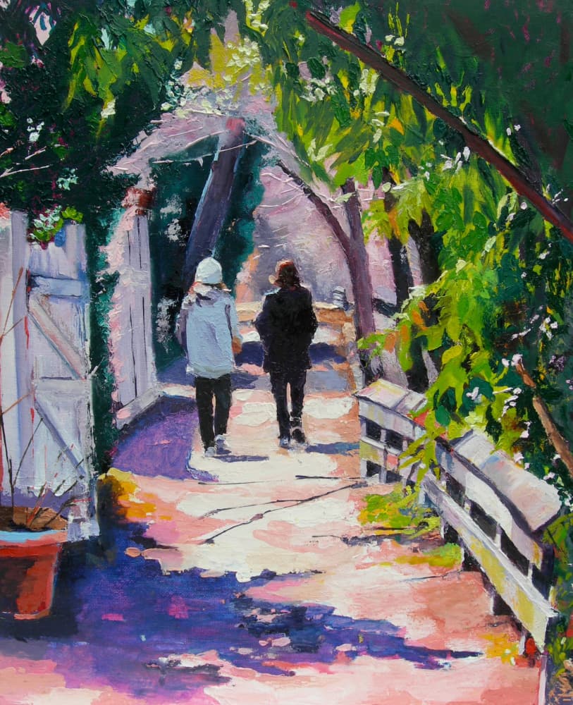 Dappled Garden Stroll by Maxine Shore — canvas wall art