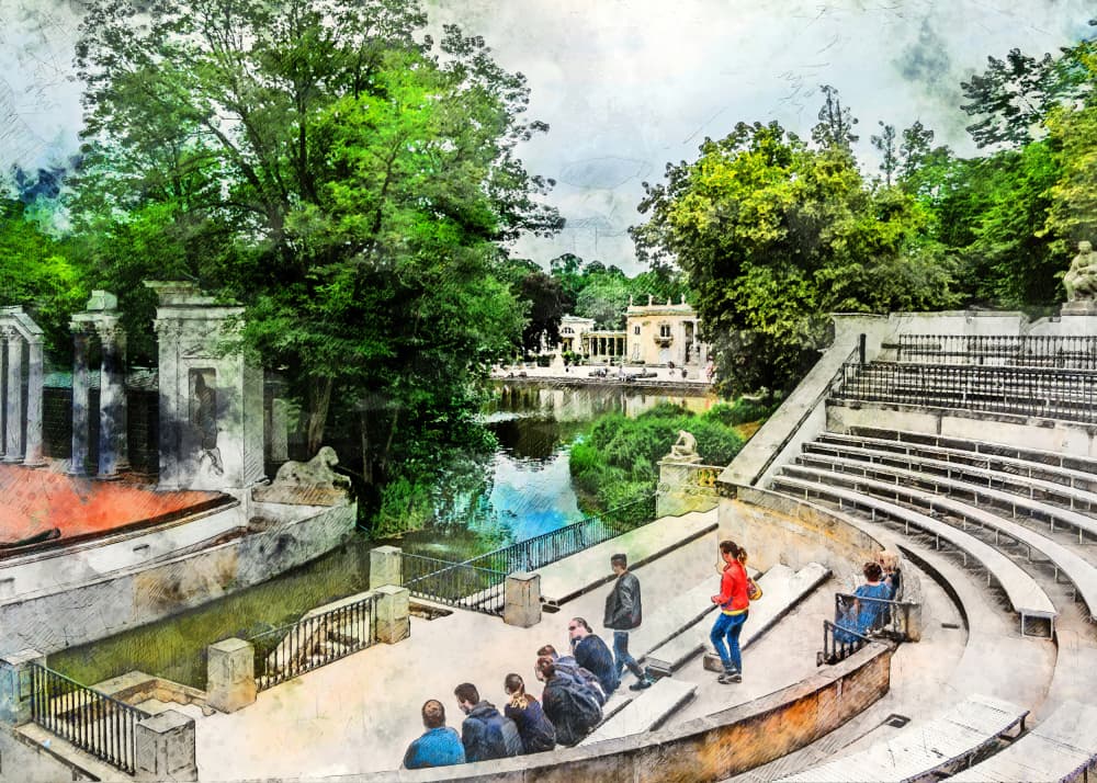 Łazienki Park Amphitheater by Justyna Jaszke — canvas wall art