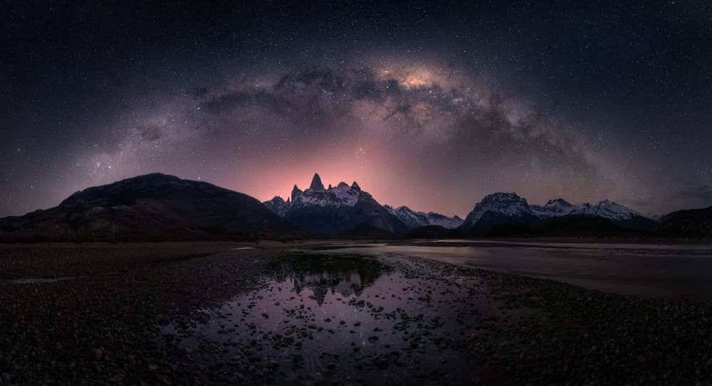 Night Sky Over Mountains by Ruiqing P. — canvas wall art