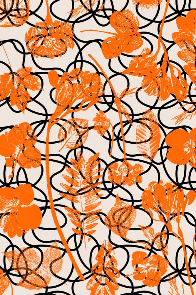 Abstract Orange Florals by Treechild — canvas wall art