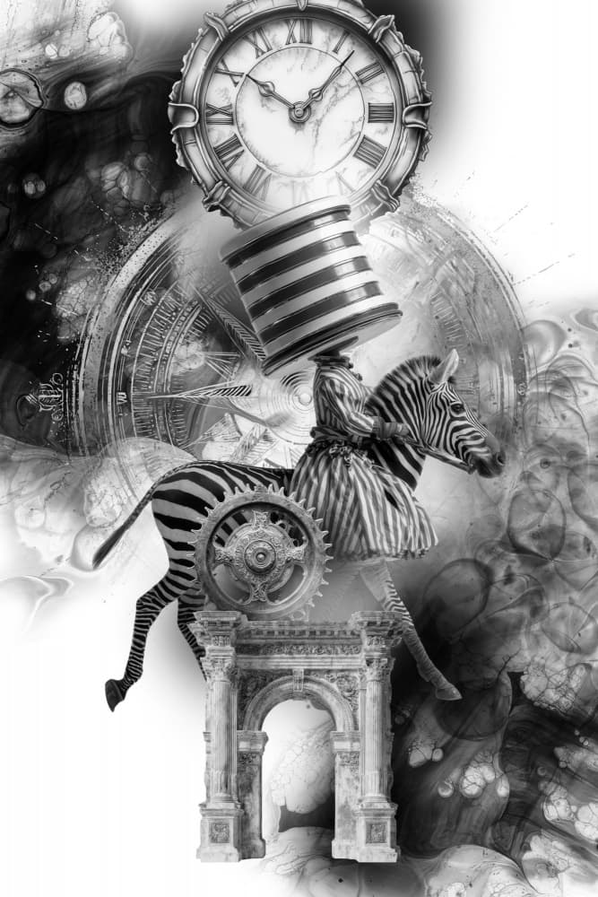 Surreal Zebra Clock by Rafal Kulik — canvas wall art