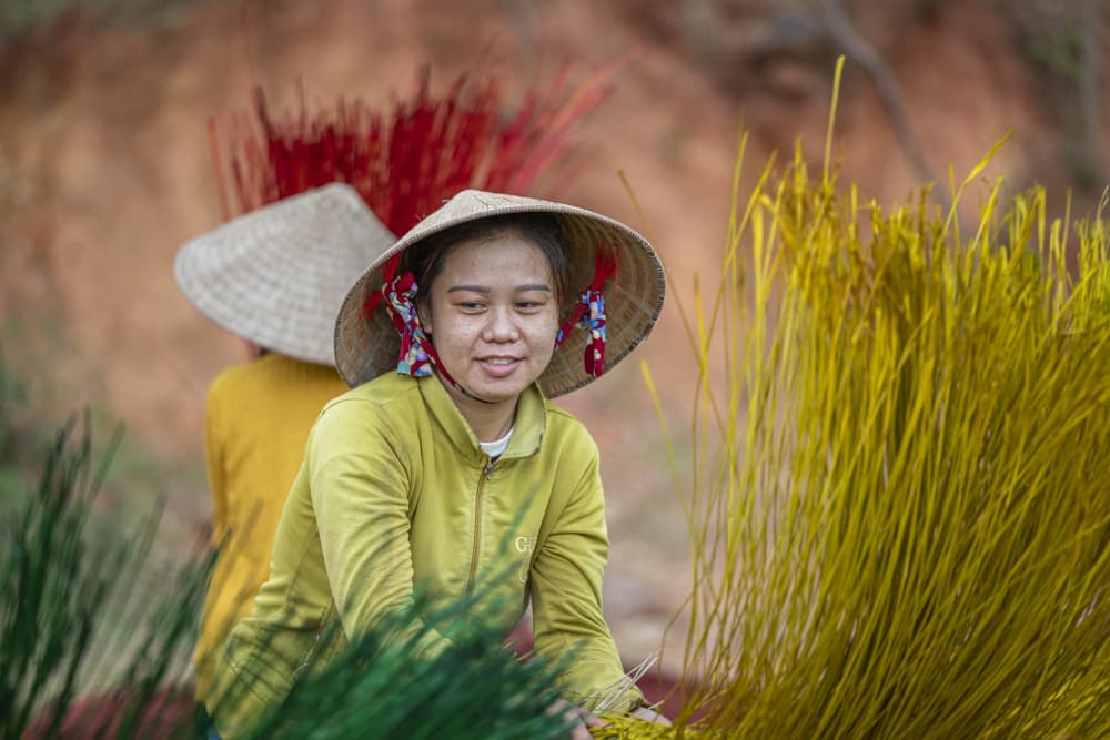 Vibrant Crafting Woman by Joseph Ng — canvas wall art