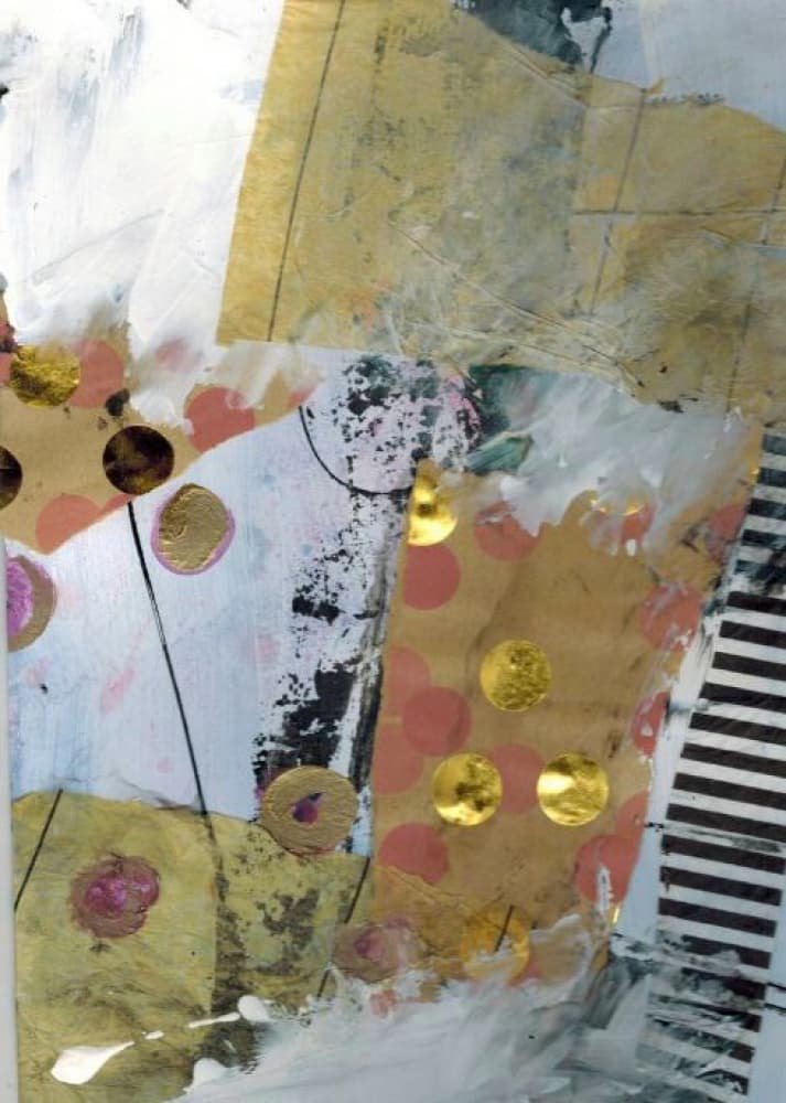 Modern Gold Dot Collage by Deb Chaney — canvas wall art