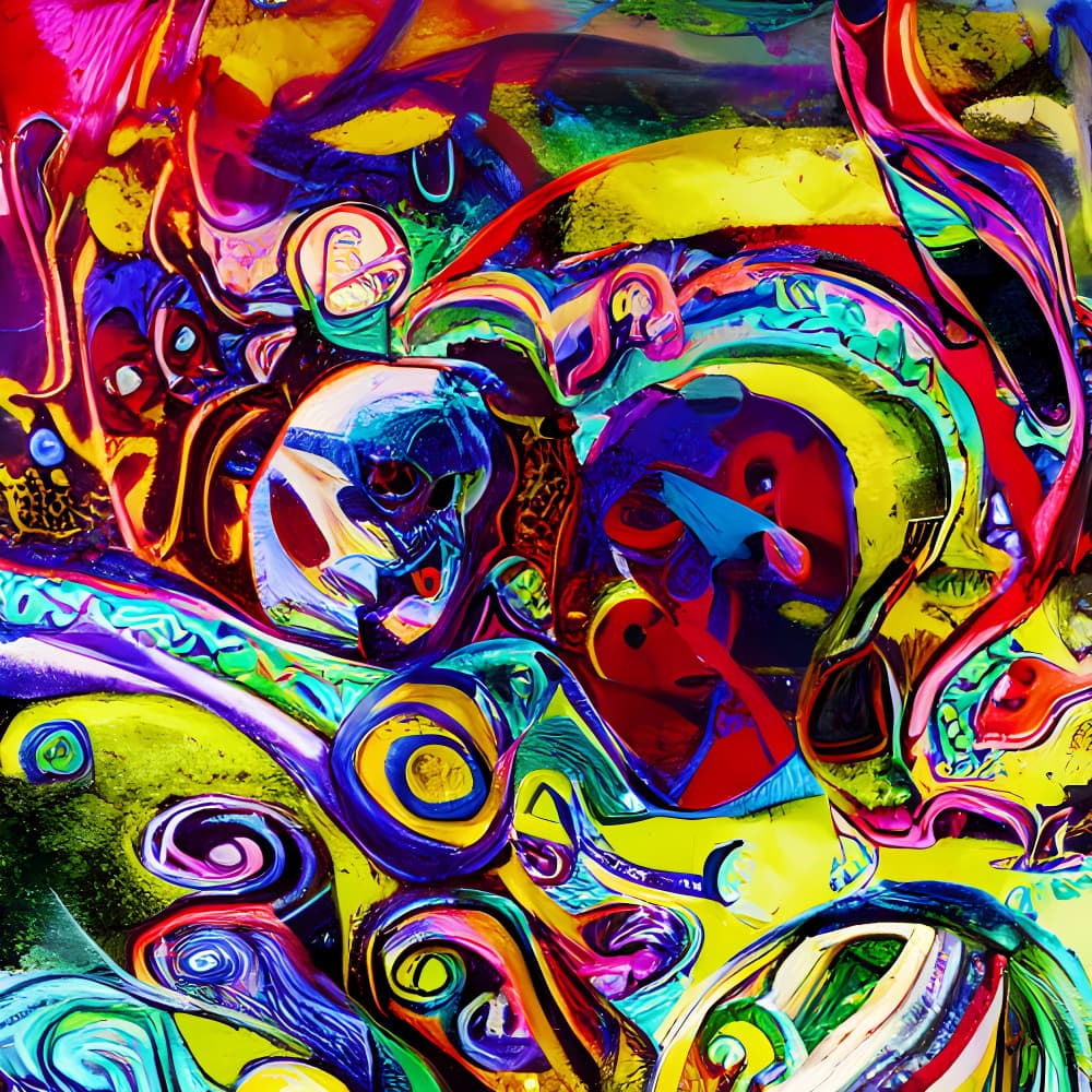 Vibrant Abstract Skull by mnemonixART — canvas wall art