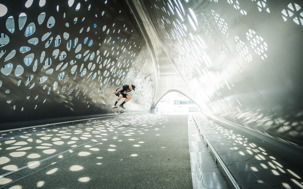Skater In Light Patterns by Eric Verbiest — canvas wall art