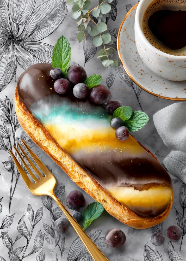 Artistic Eclair With Berries by Justyna Jaszke — canvas wall art