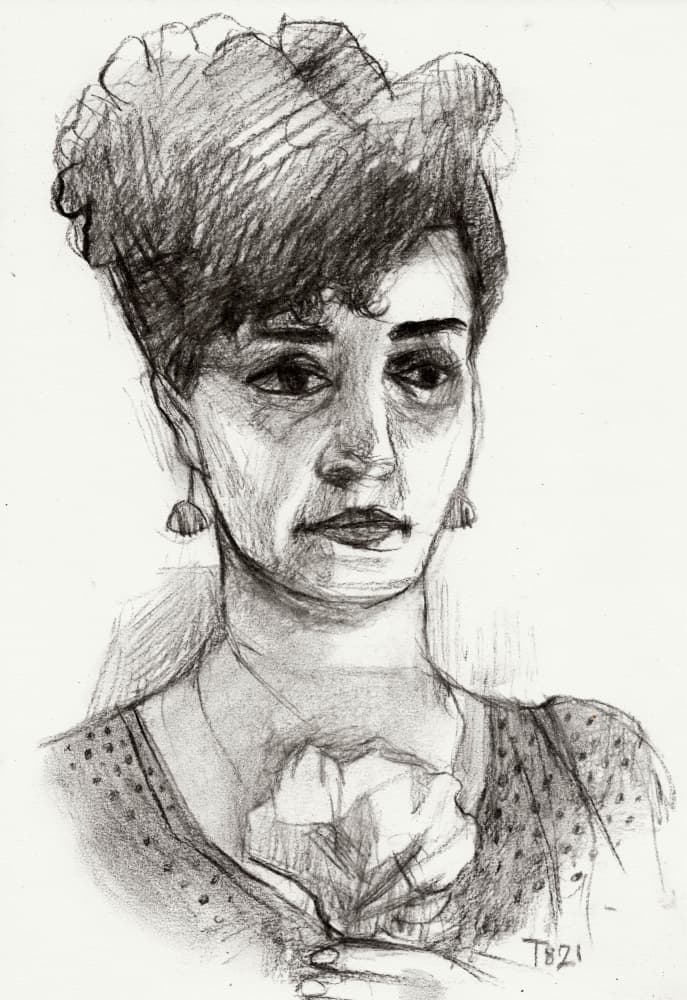 Pensive Woman Sketch by Tore Bahnson — canvas wall art