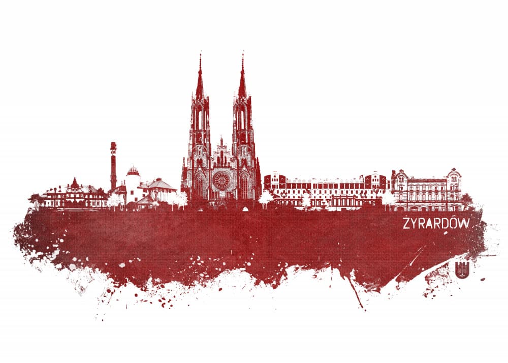 Żyrardów Gothic Skyline by Justyna Jaszke — canvas wall art