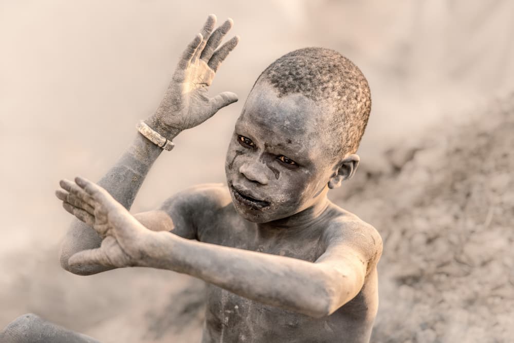African Child Dusty Portrait by Trevor Cole — canvas wall art