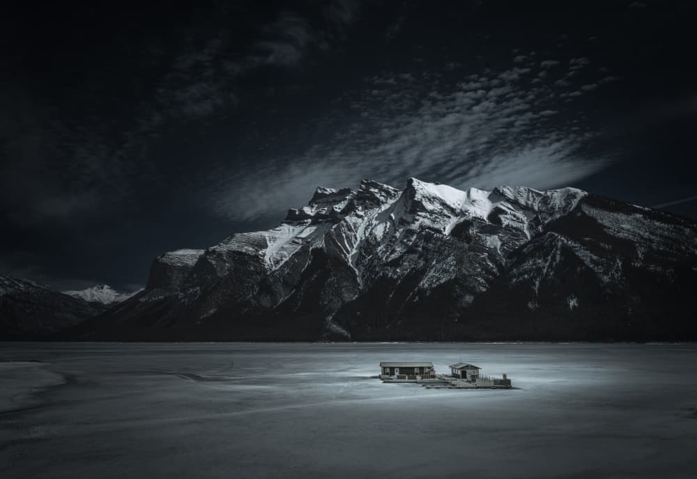 Frozen Mountain Cabin by Bing Li — canvas wall art