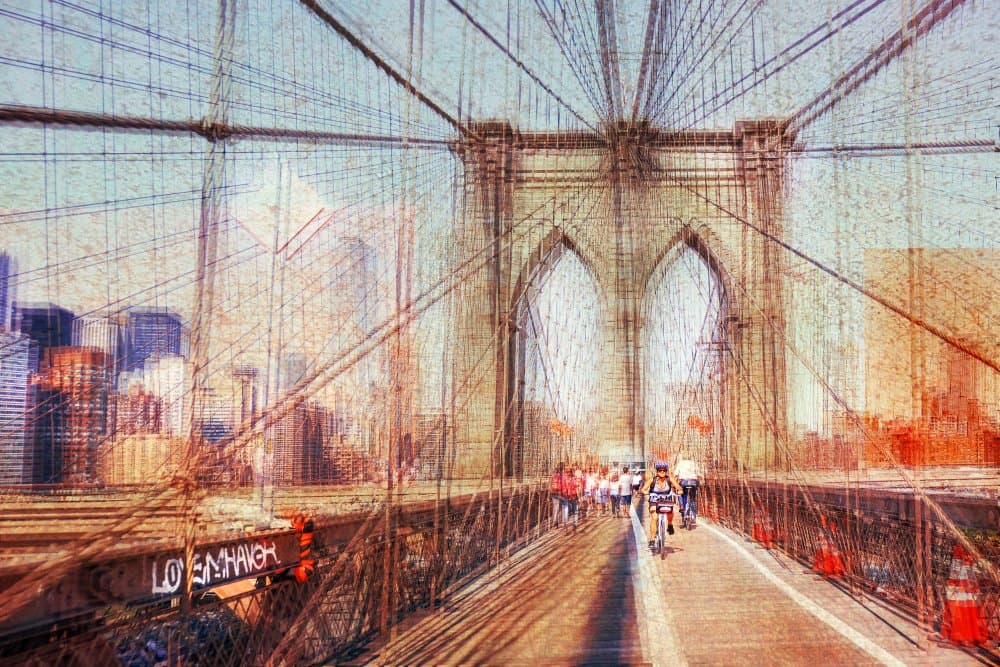 Brooklyn Bridge City Life by Vitor Martins — canvas wall art