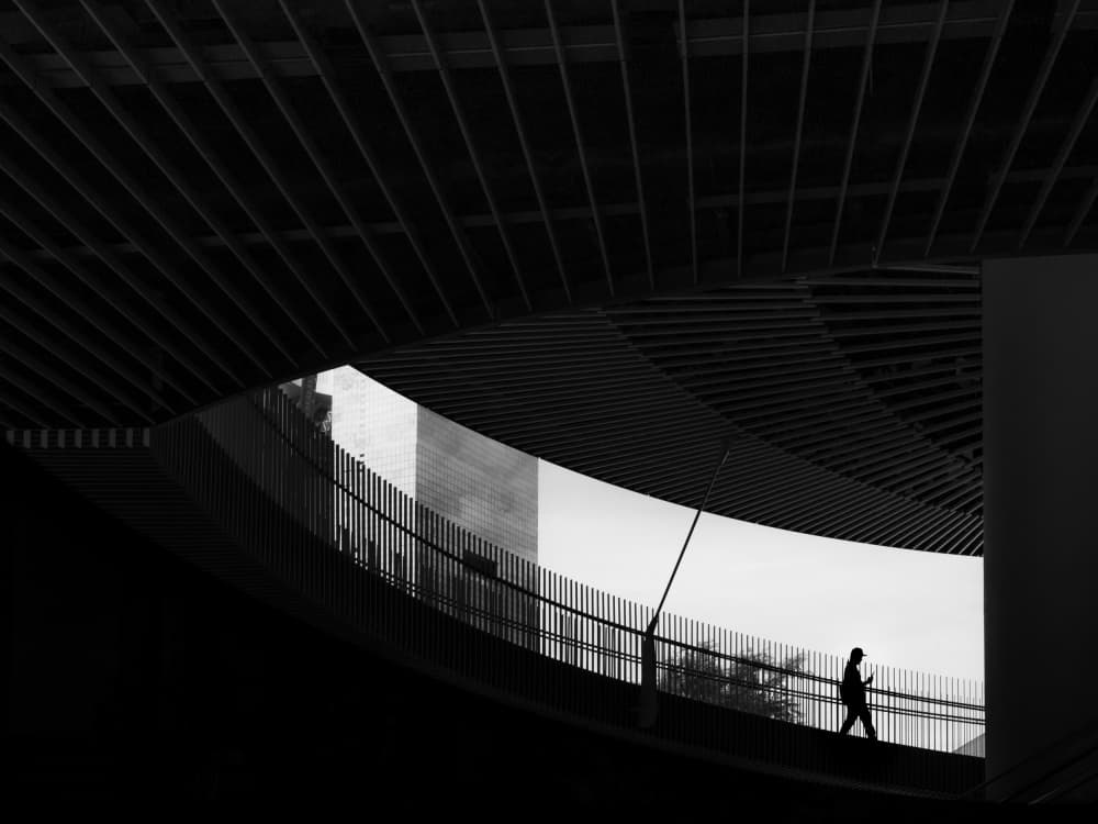 Modern Silhouette Stroll by HISASHI ISHIKAWA — canvas wall art