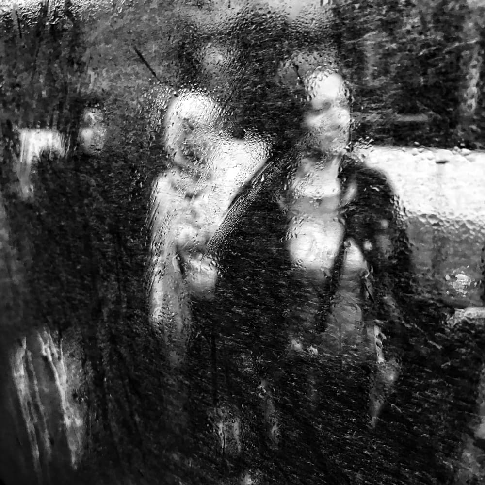 Blurred Figures In Rain by Ali Ayer — canvas wall art