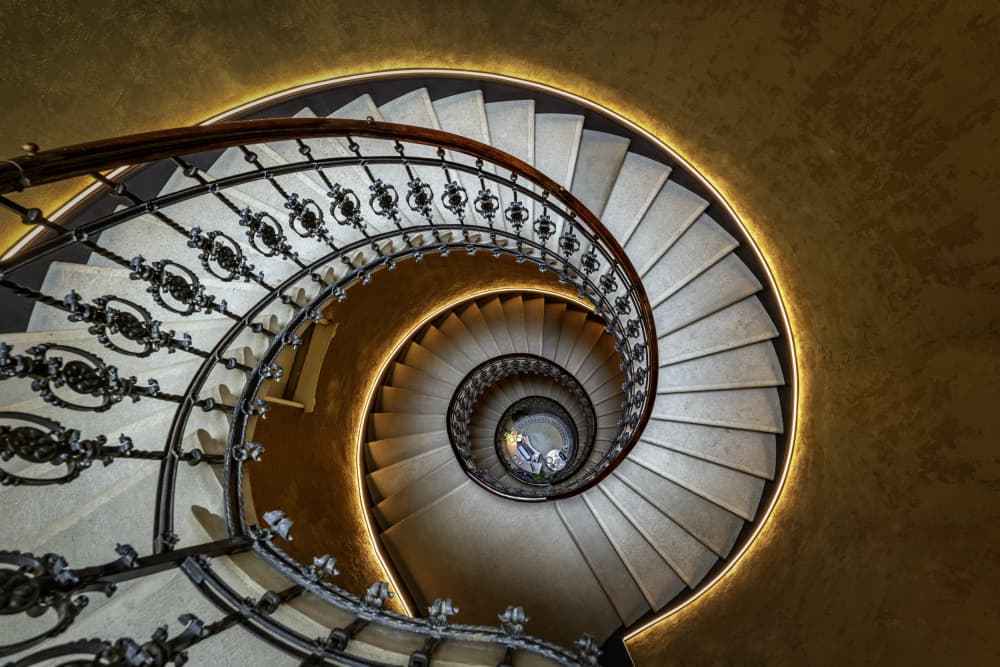 Golden Spiral Staircase by Jimmy Yang — canvas wall art
