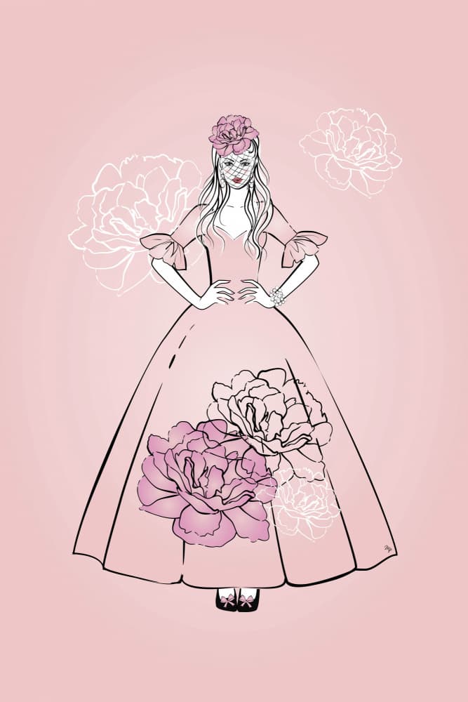 Elegant Floral Gown by Martina — canvas wall art