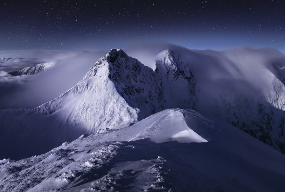 Starry Mountain Peaks by Karol Nienartowicz — canvas wall art