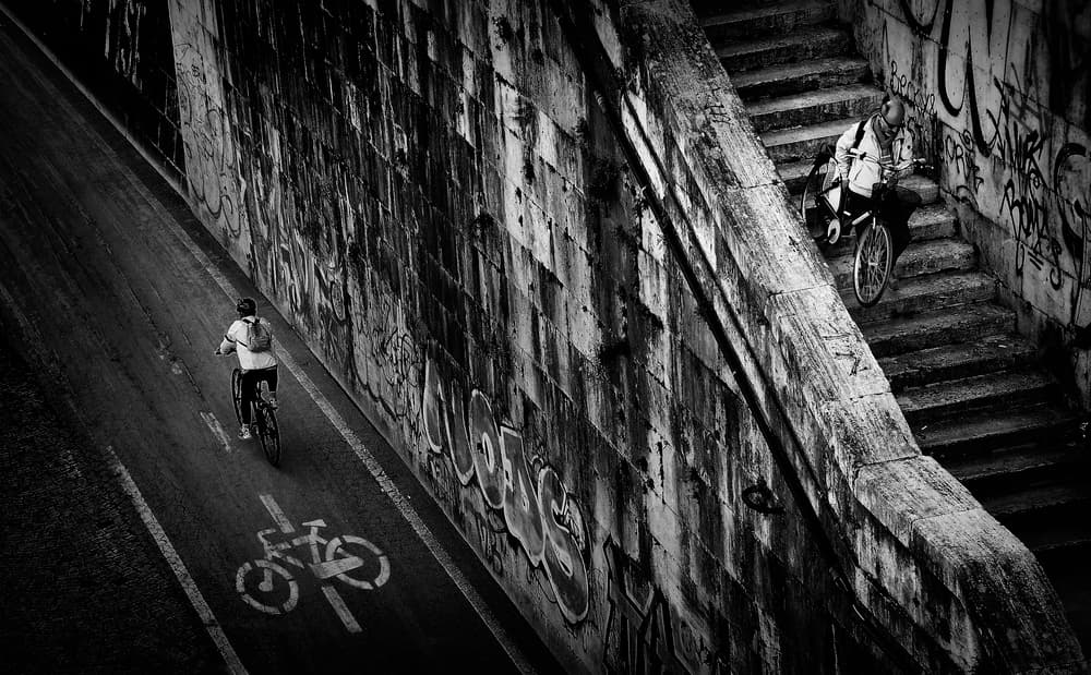 Urban Cyclists Journey by Antonio Grambone — canvas wall art