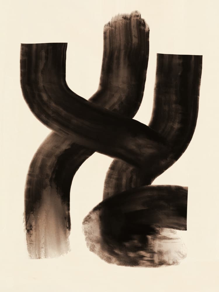 Intertwined Sepia Brushstrokes by Little Dean — canvas wall art